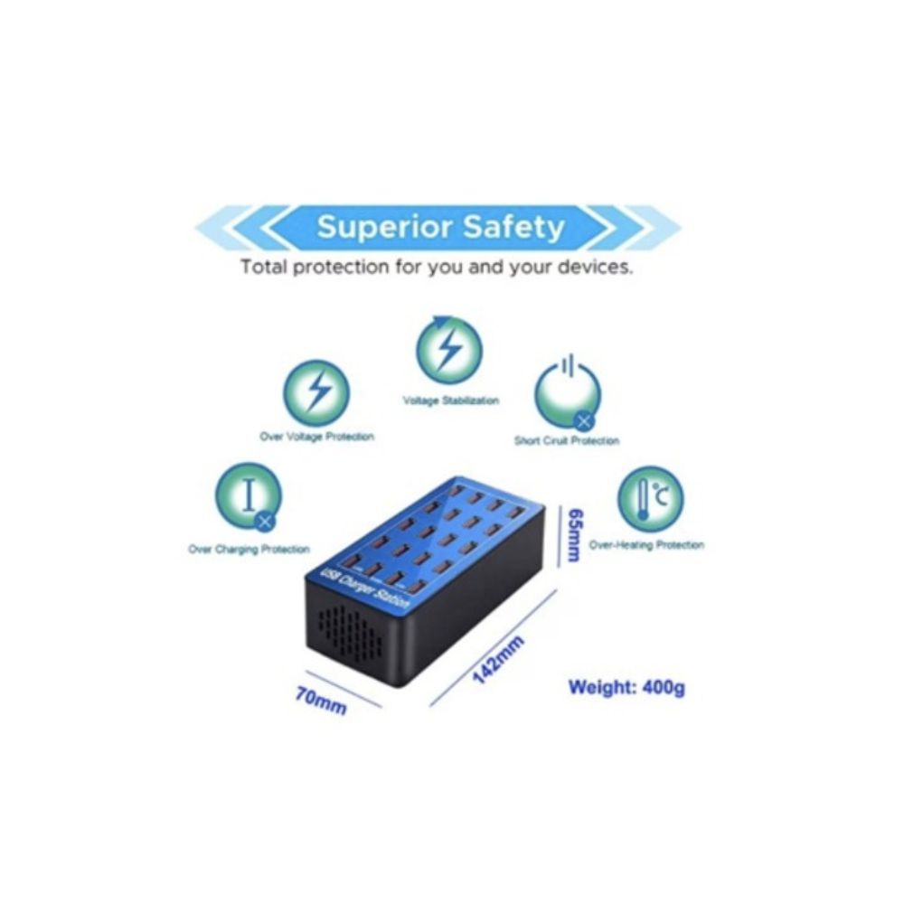 Kit de Statie de incarcare fast 100W cu 20 porturi USB