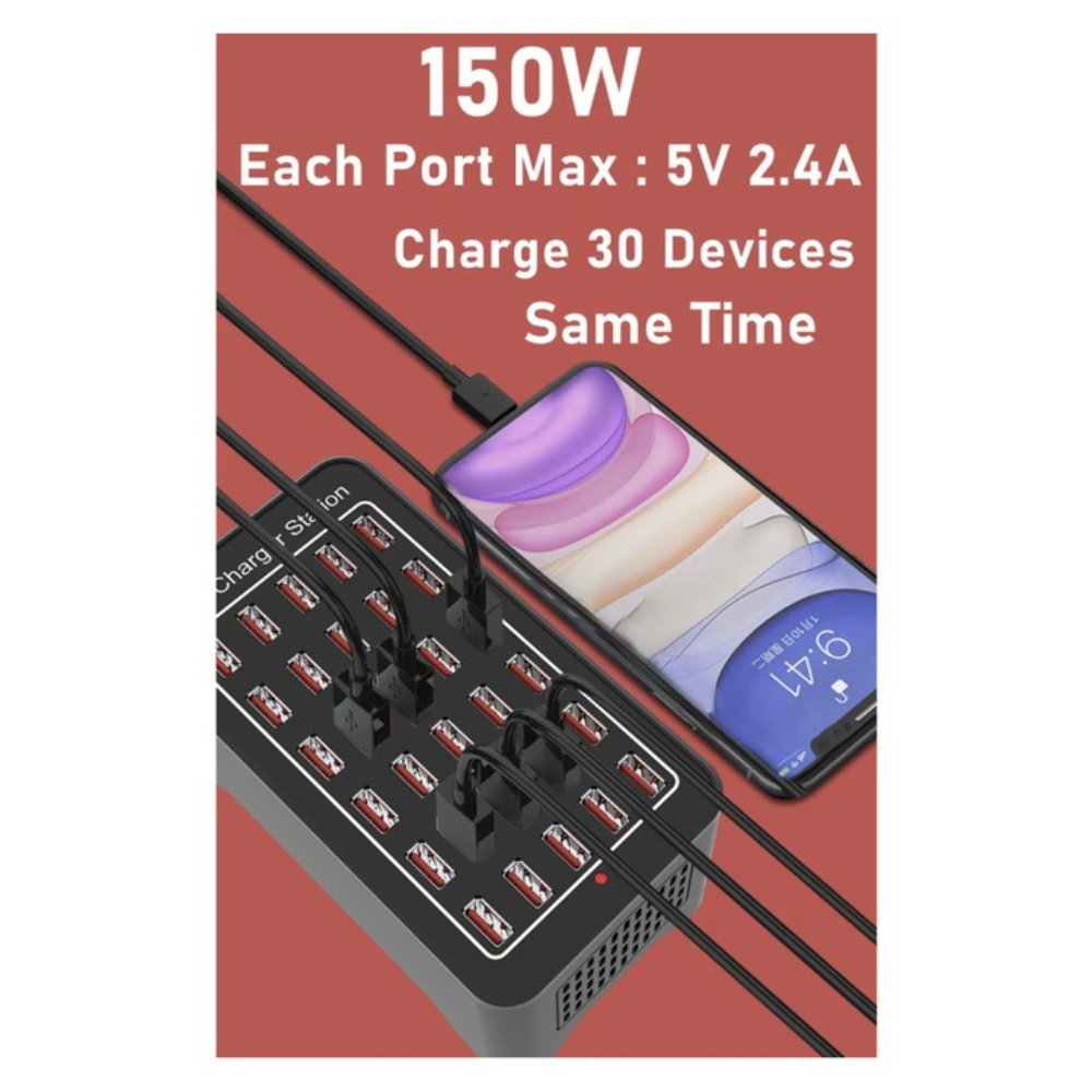 Kit Statie de incarcare 150W Smart cu 30 porturi USB