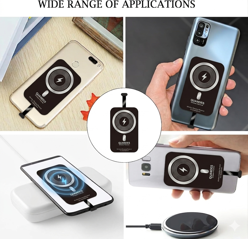 Incarcator Wireless, Quandes®, 10W, 2A, Quick Charge 3.0, Receiver Wireless Type C, USB C, incarcare rapida pentru telefoane mobile, negru - imagine 10